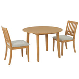 Round Dining Table Set, Drop Leaf Folding Kitchen Table & with 4 Upholstered Chairs, Mid-Century Modern Furniture