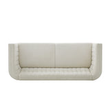 76" Modern 3-Seater Sofa, Chenille Upholstered Couch with Channel Tufted Backrest & Solid Birch Wood Legs