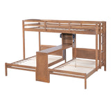 Triple Bunk Bed with Built-in Desk & Storage Shelves, Loft Bed with LED Reading Lamp, Twin over Twin & Twin Bunk Bed Frame