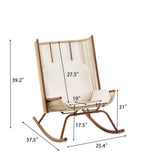 Outdoor Rocking Chair with High Arc Backrest & Cushion, PE Rattan Patio Rocker, Modern Wicker Lounge Chair, Beige, 2pcs