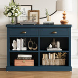 47" Farmhouse Console Table, Entryway Table with 2 Drawers & Open Storage Shelves for Living Room, Hallway, Dining Room