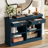 47" Farmhouse Console Table, Entryway Table with 2 Drawers & Open Storage Shelves for Living Room, Hallway, Dining Room
