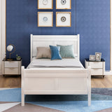 Twin size Platform Bed with Headboard and Footboard, White