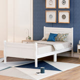 Twin size Platform Bed with Headboard and Footboard, White