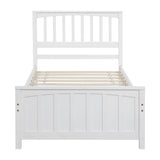 Twin size Wood Platform Bed, White