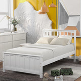 Twin size Wood Platform Bed, White