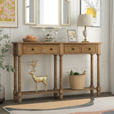 Console Table Sofa Table Easy Assembly with Two Storage Drawers and Bottom Shelf for Living Room, Entryway, Old Pine