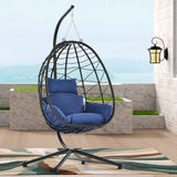 Patio Hanging Egg Chair Indoor&Outdoor Swing Chair Hanging Basket Chair Hammock Chair with Stand & Cushion