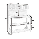 65"H Patio Potting Bench Table, Wooden Farmhouse Garden Workstation with 4 Storage Shelves and Side Hook