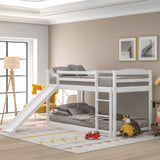 Twin over Twin Bunk Bed with Convertible Slide and Ladder,White