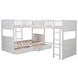 Twin over Twin Bunk Bed with Twin Size Loft Bed with 2 Drawers