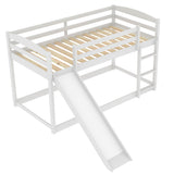 Twin over Twin Bunk Bed with Convertible Slide and Ladder,White