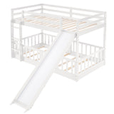 Twin Over Twin Bunk Bed with Slide and Ladder, White