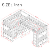 Twin over Twin Bunk Bed with Twin Size Loft Bed with 2 Drawers