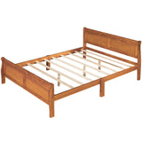Queen Size Platform Bed with Headboard and Footboard, Oak