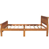 Queen Size Platform Bed with Headboard and Footboard, Oak