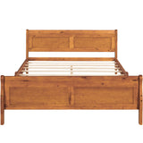 Queen Size Platform Bed with Headboard and Footboard, Oak
