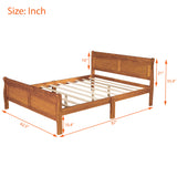 Queen Size Platform Bed with Headboard and Footboard, Oak