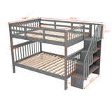 Full Over Full Bunk Bed with Storage Stair & Safety Guardrails, Convertible to 2 Platform Bed