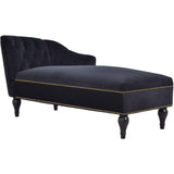 Velvet Chaise Lounge Button Tufted Bed Bench Lounge Sofa Chair with Nailhead Trim & Solid Wood Legs