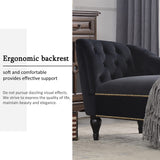 Velvet Chaise Lounge Button Tufted Bed Bench Lounge Sofa Chair with Nailhead Trim & Solid Wood Legs