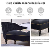 Velvet Chaise Lounge Button Tufted Bed Bench Lounge Sofa Chair with Nailhead Trim & Solid Wood Legs