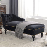 Velvet Chaise Lounge Button Tufted Bed Bench Lounge Sofa Chair with Nailhead Trim & Solid Wood Legs