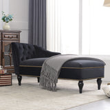 Velvet Chaise Lounge Button Tufted Bed Bench Lounge Sofa Chair with Nailhead Trim & Solid Wood Legs