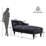 Velvet Chaise Lounge Button Tufted Bed Bench Lounge Sofa Chair with Nailhead Trim & Solid Wood Legs