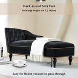 Velvet Chaise Lounge Button Tufted Bed Bench Lounge Sofa Chair with Nailhead Trim & Solid Wood Legs
