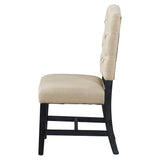 Set of 2 Retro Dining Chairs Upholstered Armless Chairs with Sturdy Wood Frame & Button Tufting