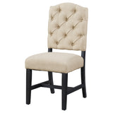Set of 2 Retro Dining Chairs Upholstered Armless Chairs with Sturdy Wood Frame & Button Tufting