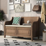 42" Rustic Solid Wood Entryway Multipurpose Storage Bench with Safety Hinges, Brown