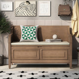 42" Rustic Solid Wood Entryway Multipurpose Storage Bench with Safety Hinges, Brown