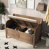 42" Rustic Solid Wood Entryway Multipurpose Storage Bench with Safety Hinges, Brown
