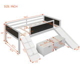 Twin Size Loft Bed Wood Bed with Two Storage Boxes, White