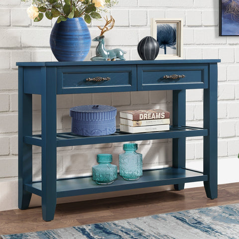 Entryway Console Table Sofa Side Table Buffet Sideboard Cabinet Display Stand Retro Accent Table with 2 Storage Drawers&2 Shelves