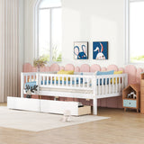 Twin Size Wood Daybed with Two Drawers, White