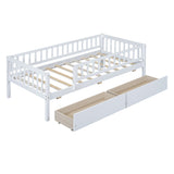 Twin Size Wood Daybed with Two Drawers, White