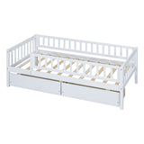 Twin Size Wood Daybed with Two Drawers, White