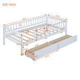 Twin Size Wood Daybed with Two Drawers, White