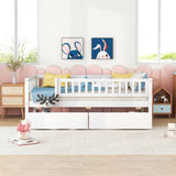 Twin Size Wood Daybed with Two Drawers, White