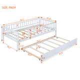 Twin Size Wood Daybed with Trundle and Fence Guardrails