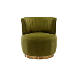 360° Swivel Accent Chair Barrel Chair Velvet Upholstered Armchair Round Cuddle Reading Chair Vanity Chair, Olive