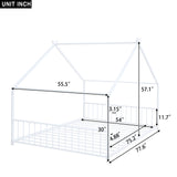 Full Size Metal House Bed, White