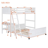 Twin Over Full Wood Bunk Bed with Desk and Ladder
