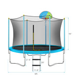 8 FT Trampoline for Kids with Safety Enclosure Net, Basketball Hoop and Ladder