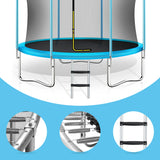 8 FT Trampoline for Kids with Safety Enclosure Net, Basketball Hoop and Ladder