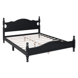 Queen Size Wood Platform Bed Frame, Retro Style Platform Bed, Black