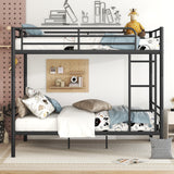 Full Over Full Size Metal Bunk Bed, Black